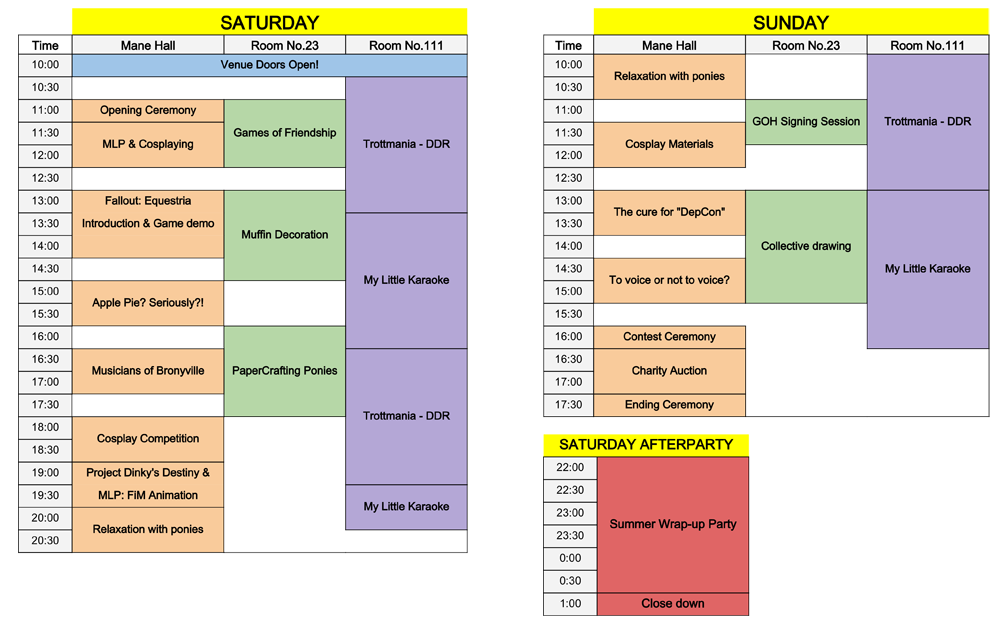 Czequestria 2014 - Rozvrh programu