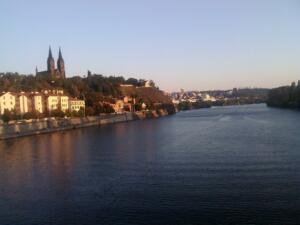 View of Vyšehrad from the railway bridge on Výtoň